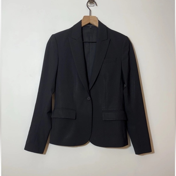 Theory Jackets & Blazers - Theory Women's Wool Long Sleeves Lined One Button Blazer Black Size 2